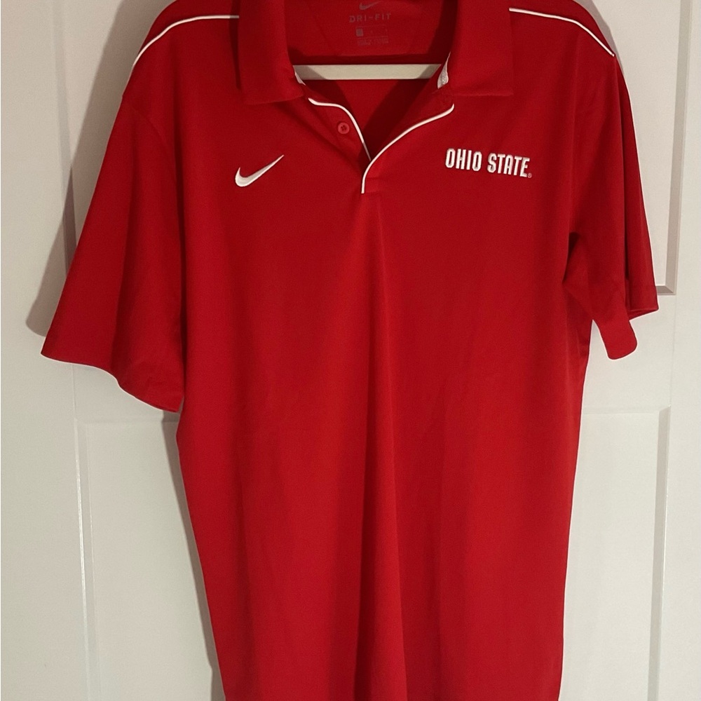 Nike Red Dry Fit short sleeve “OHIO STATE” golf shirt size large.Great Condition